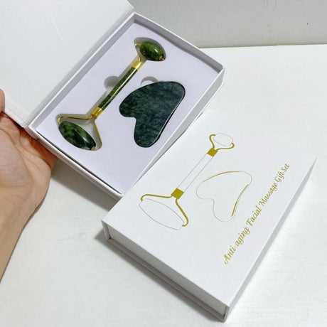 Dark Color Green Jade Roller and Gua Sha A Set Wholesale -Wholesale Crystals