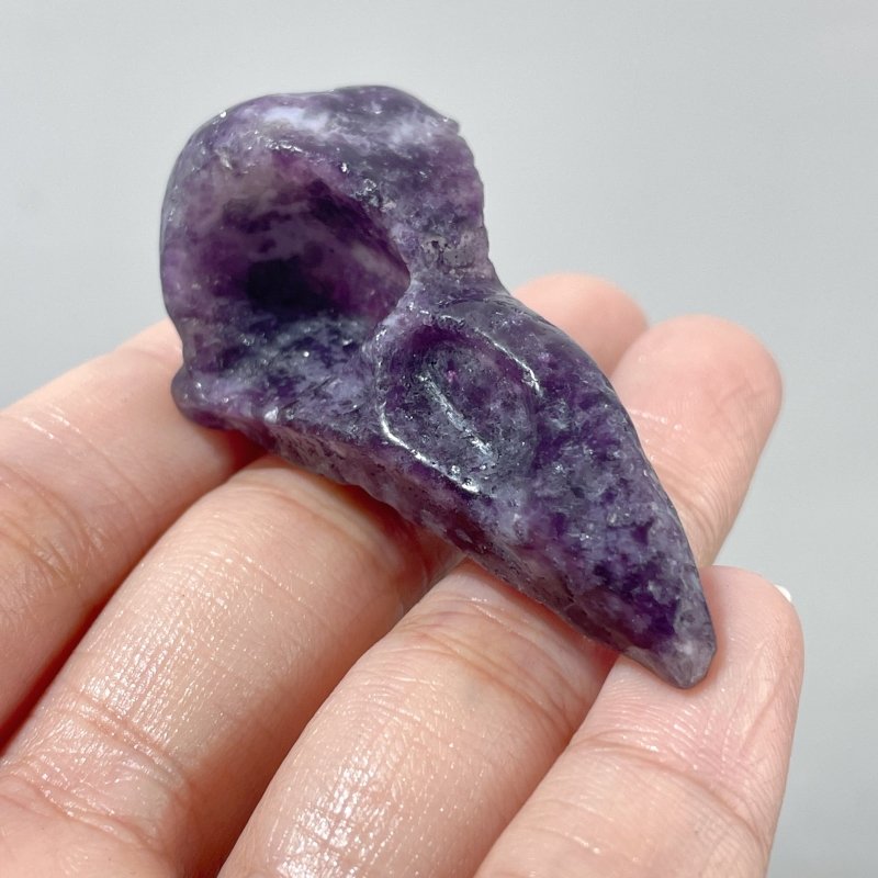 Dark Purple Lepidolite Crow Skull Carving Wholesale - Wholesale Crystals