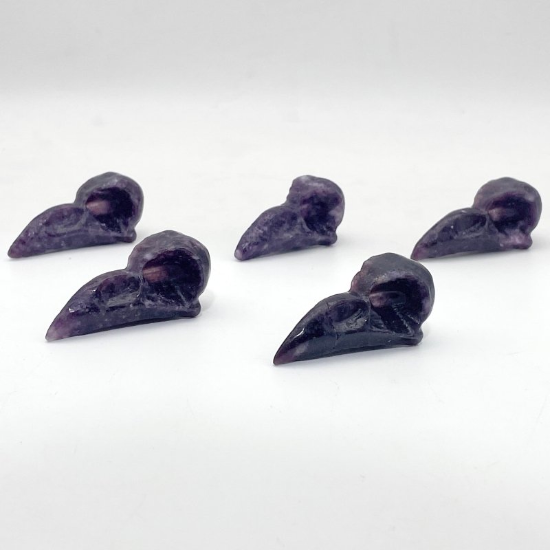 Dark Purple Lepidolite Crow Skull Carving Wholesale - Wholesale Crystals