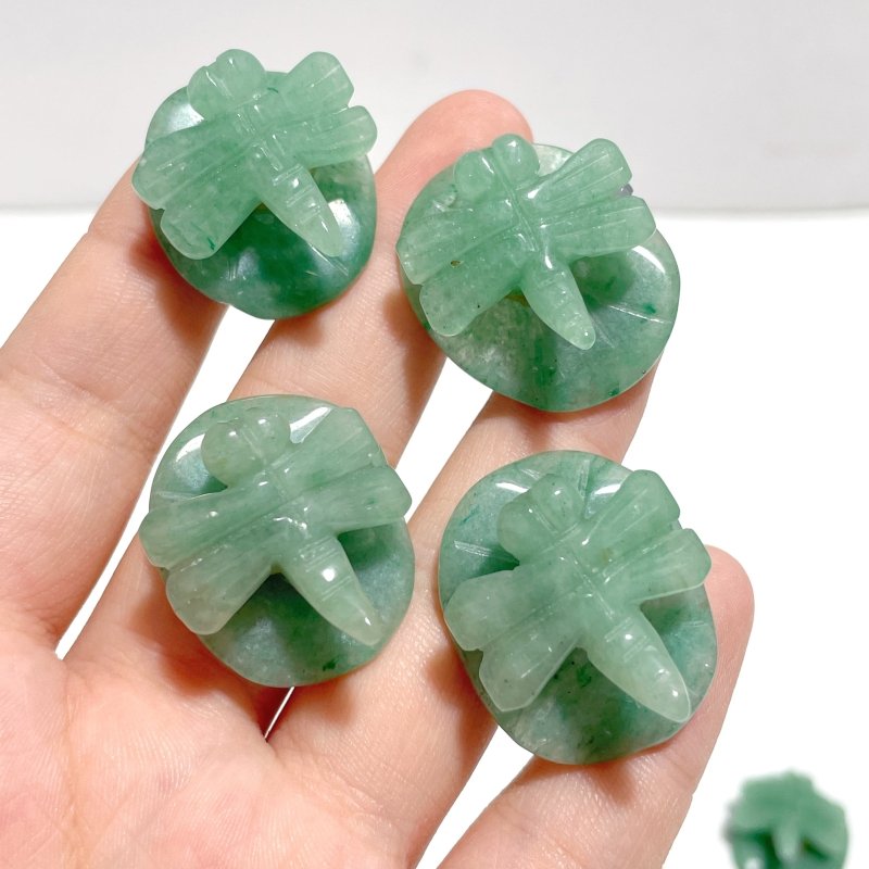 Dragonfly On Leaf Mini Carving Wholesale Green Aventurine - Wholesale Crystals