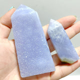 Druzy Blue Chalcedony Four - sided Tower Point Wholesale - Wholesale Crystals