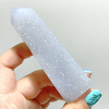 Druzy Blue Chalcedony Four - sided Tower Point Wholesale - Wholesale Crystals