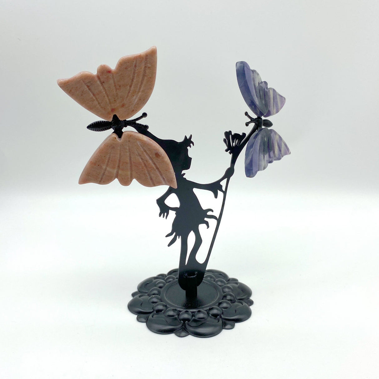 Wholesale Crystal Butterfly Wing Carving with Fairy Metal Stand (Mixed Materials)