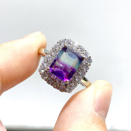Beautiful Cut Faceted Fluorite Sugar Cube Ring Wholesale