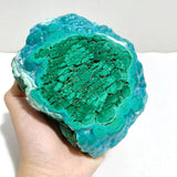 Unique Chrysocolla Mixed Malachite Specimen Raw Bottom With Stand