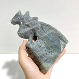 Beautiful Labradorite Flying Dragon Castle Carving