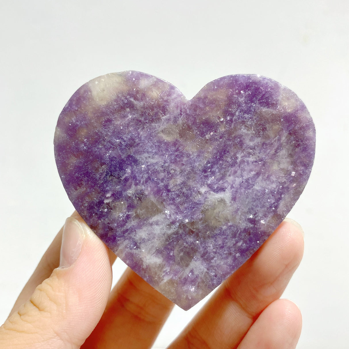 Lepidolite Mixed Quartz Heart Wing Carving With Stand