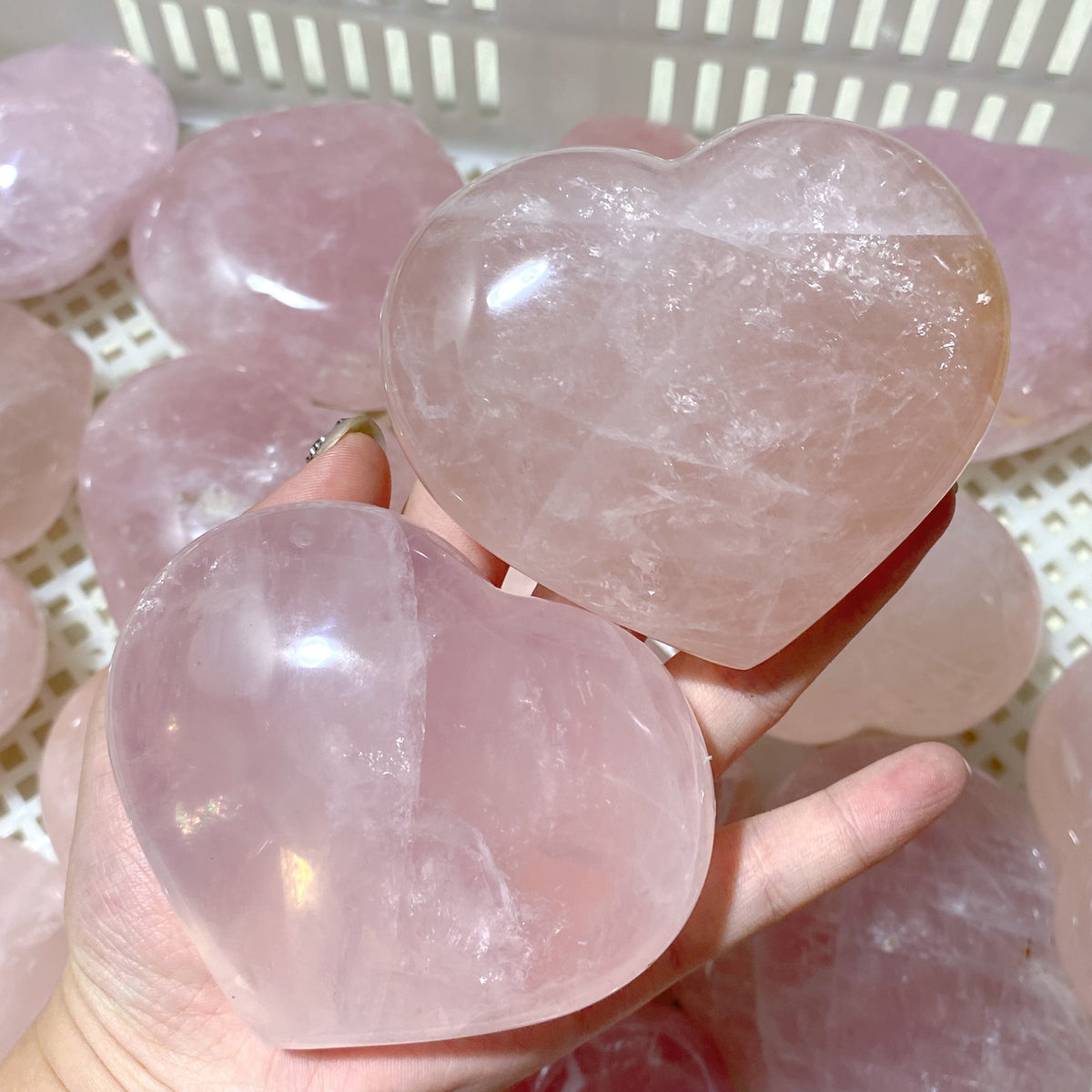 33 Pieces Large Rose Quartz Heart (Sea Freight Only)