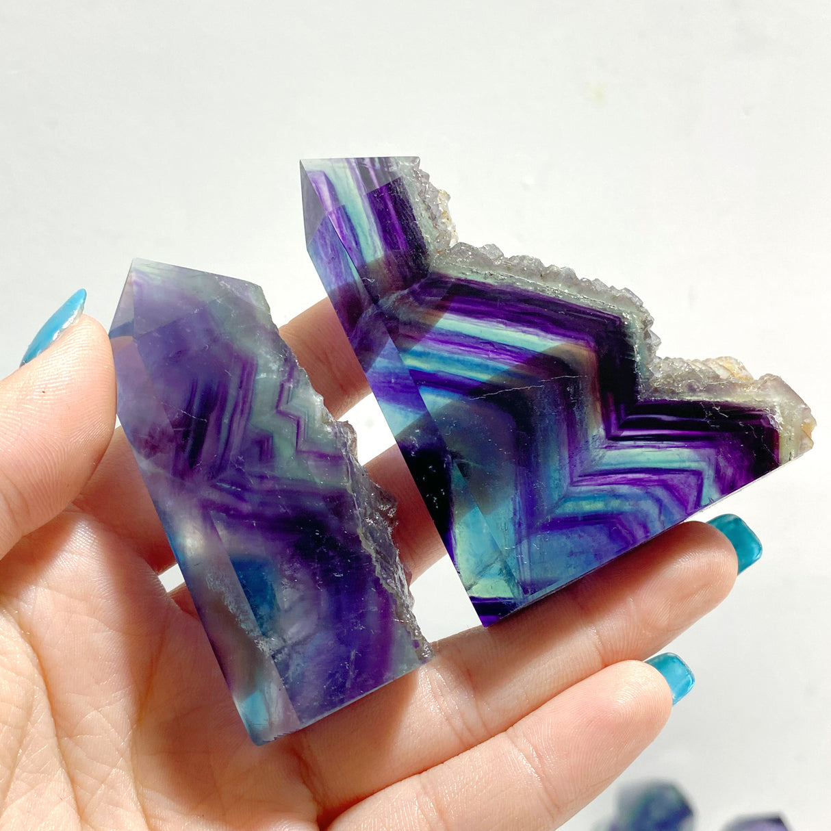 42 Pieces Rainbow Fluorite Raw Side Tower