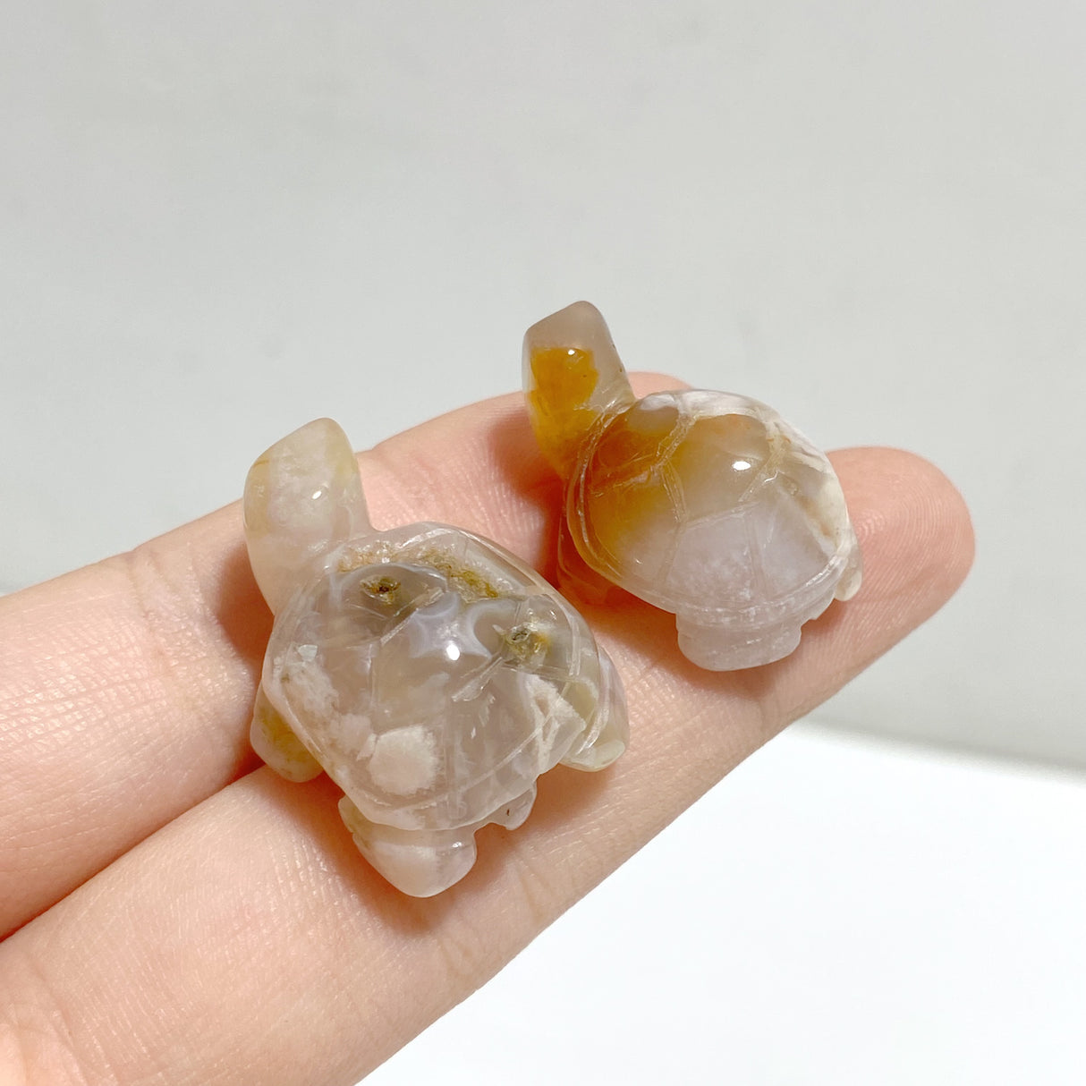 Mini Sakura Flower Agate Turtle Carving Wholesale