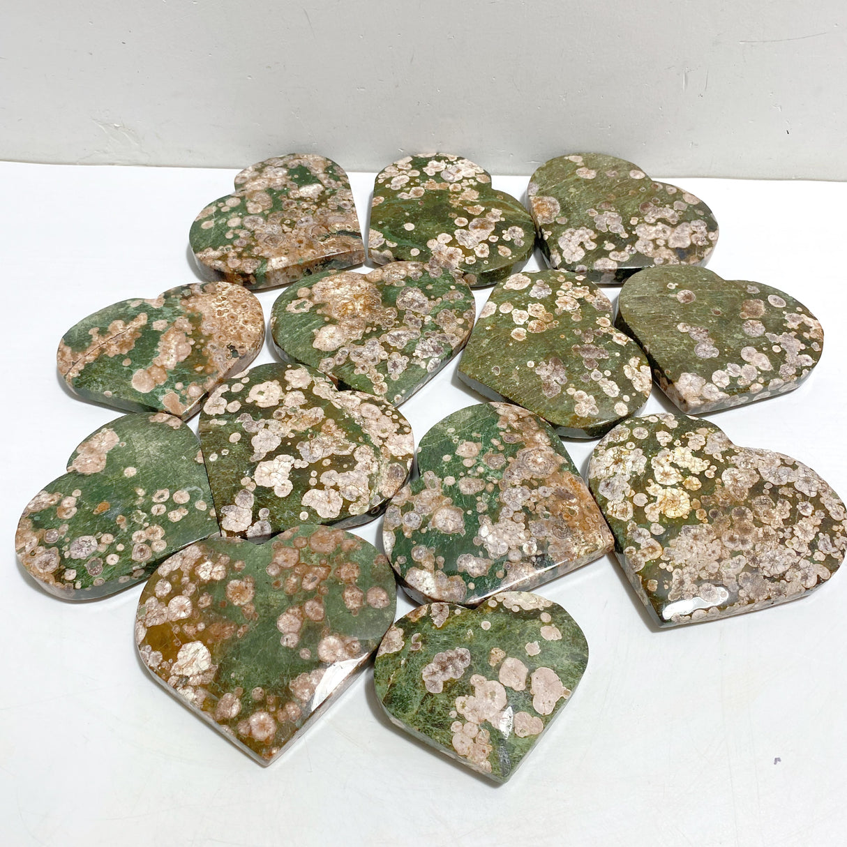 13 Pieces Large Rainforest Jasper Heart #3