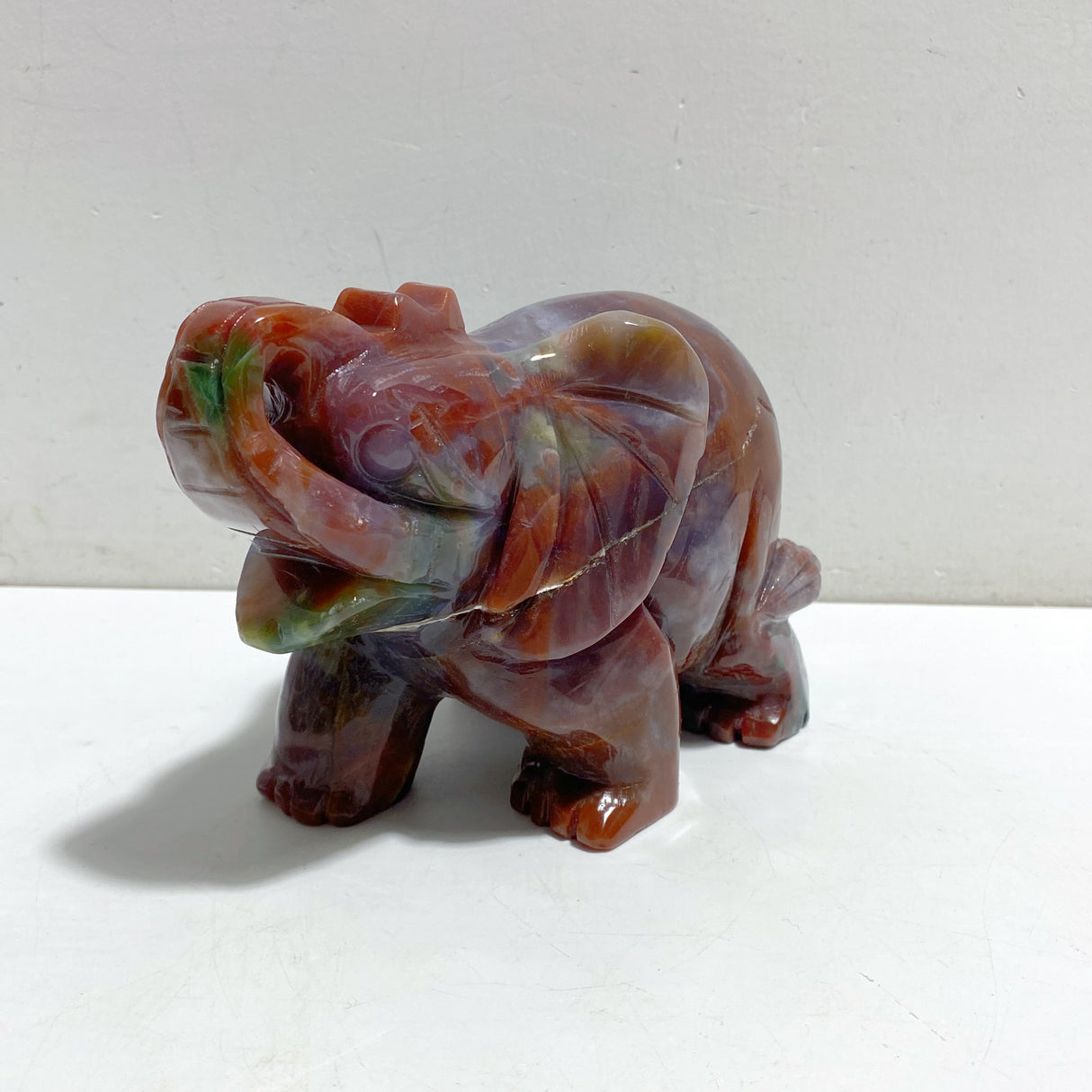 2 Pieces Large Ocean Jasper Elephant Crystal Carving