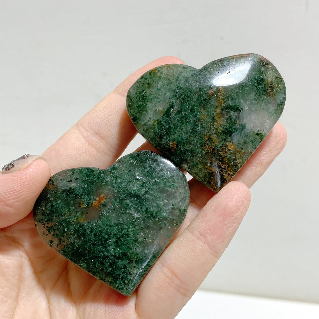 High Quality Green Mica Mixed Garnet Heart Wholesale