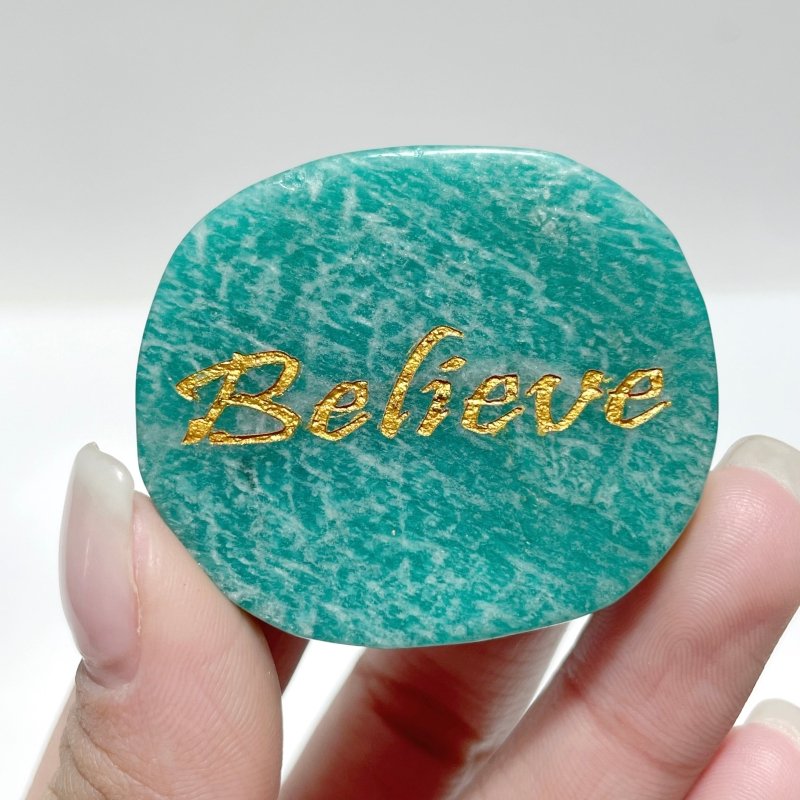 Engraved Amazonite Golden Word Stones Single Words Wholesale - Wholesale Crystals