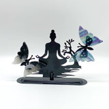 Mixed Materials Butterfly Wing Carving With Yoga Woman Stand Wholesale