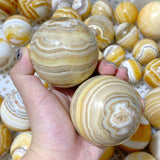 73 Pieces Stripe Yellow Calcite Spheres (Sea Freight Only)