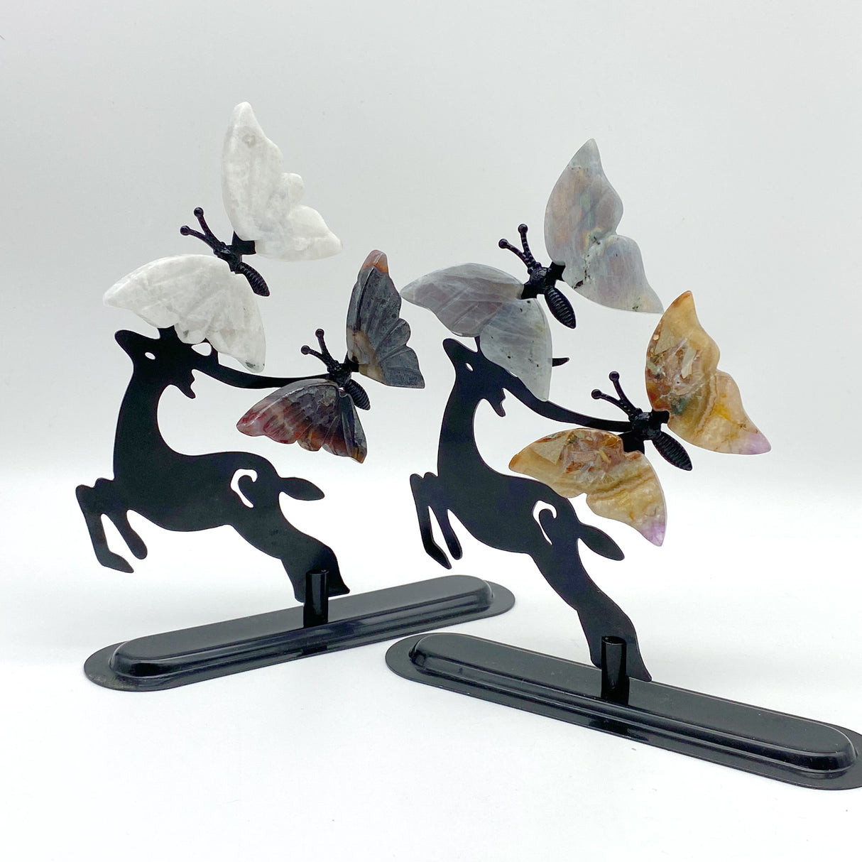 Mixed Materials Butterfly Wing Carving With Deer Stand Wholesale