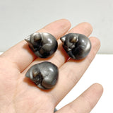 2.4cm Small Silver Sheen Obsidian Sleeping Cat Carving Wholesale