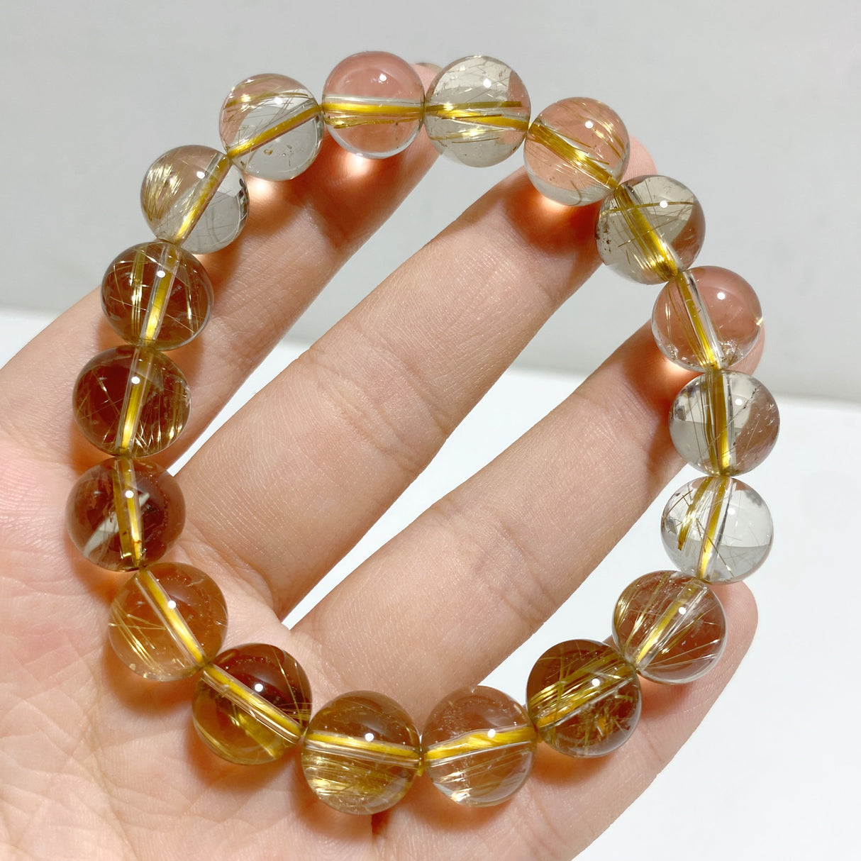 High Grade Gold Rutile Quartz Crystal Bracelet