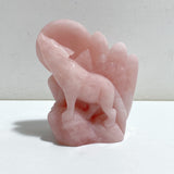 2 Pieces Rose Quartz Wolves Carving