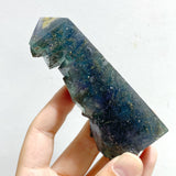 17 Pieces Blue Fluorite Mixed Pyrite Raw Side Tower Point