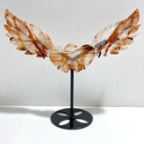 Unique Red Fire Quartz Heart Wing Carving With Stand