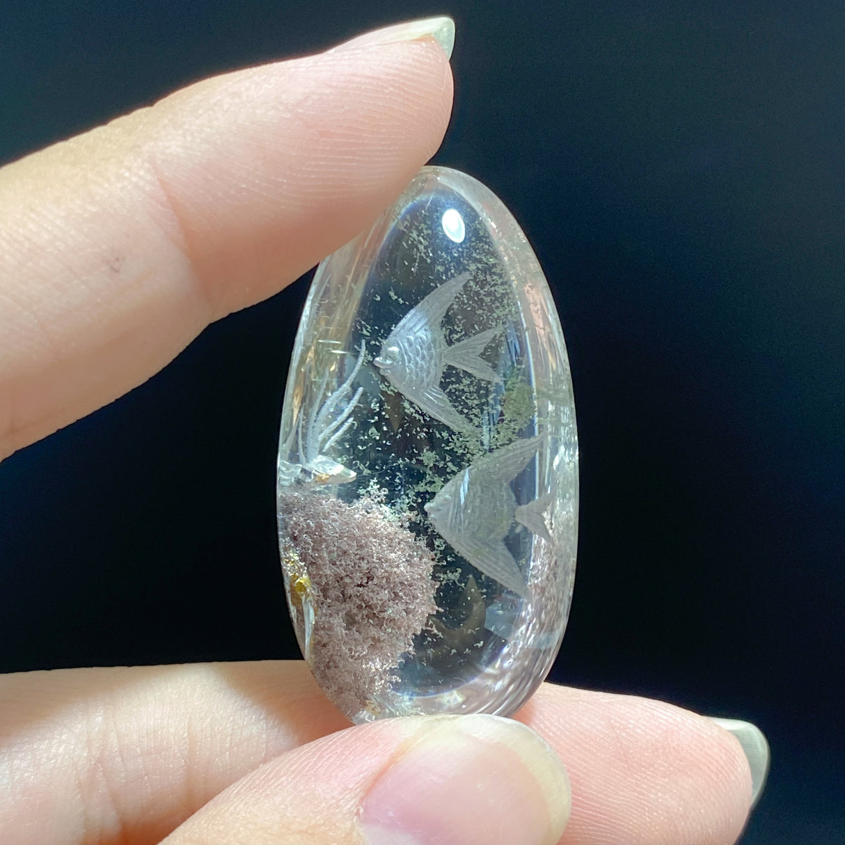 6 Pieces Fish Garden Quartz Inner Scene Carving