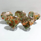 5 Pieces Large Money Agate Heart With Stand