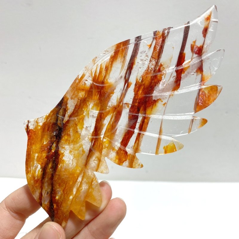 Fire Quartz Angel Wing Carving With Stand - Wholesale Crystals