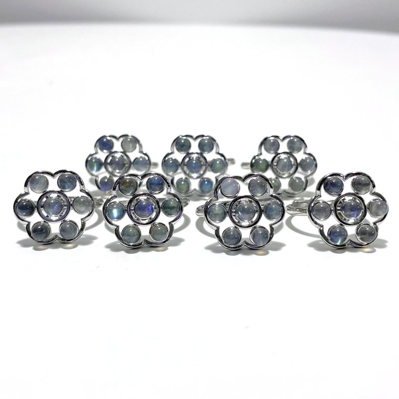 Flower Shape Labradorite Rotatable Ring Crystal Wholesale - Wholesale Crystals