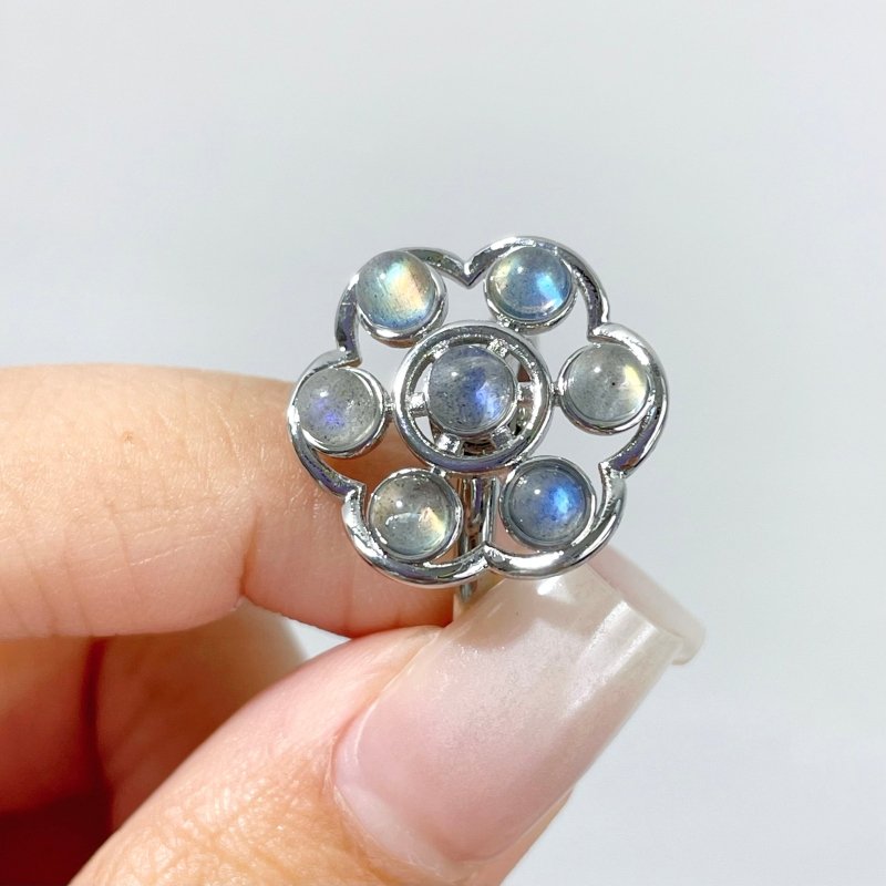 Flower Shape Labradorite Rotatable Ring Crystal Wholesale - Wholesale Crystals