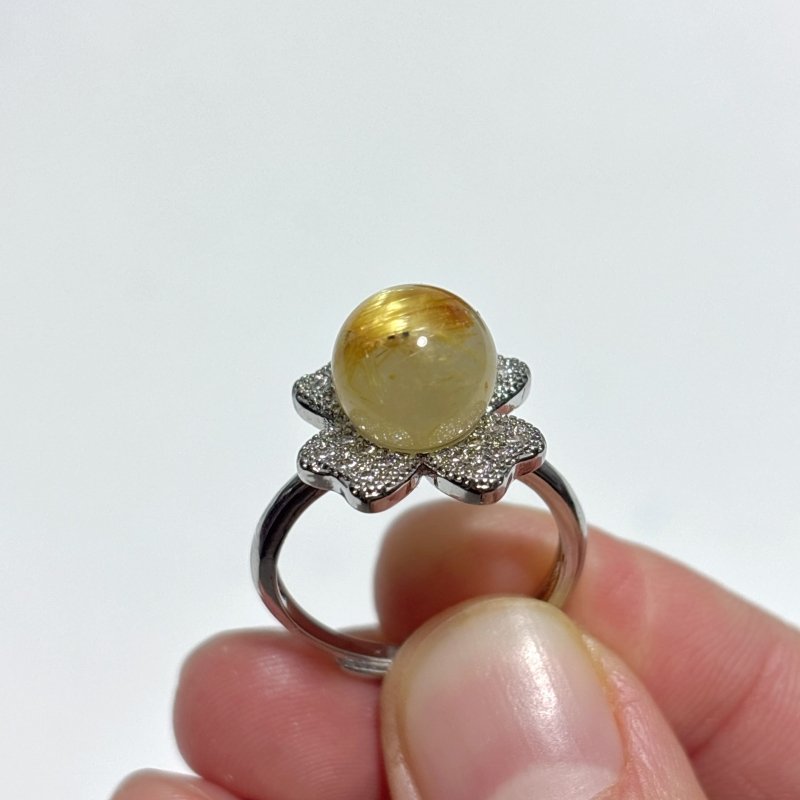 Four Leaf Clover Rutile Quartz Crystal Ring Wholesale - Wholesale Crystals