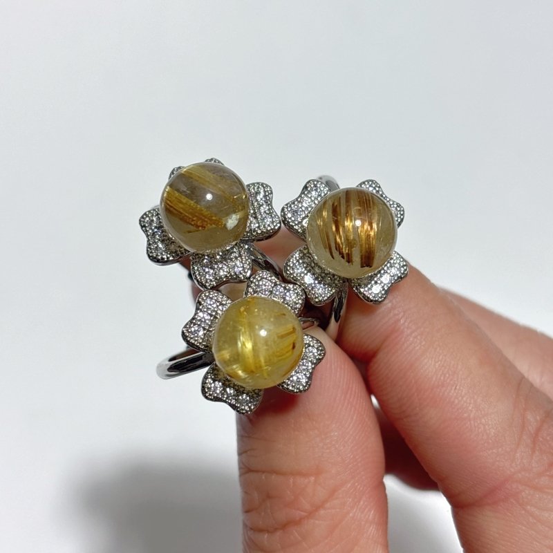 Four Leaf Clover Rutile Quartz Crystal Ring Wholesale - Wholesale Crystals