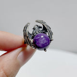 #G1 Silver Rings Eagle Shape Wholesale Kunzite Charoite Citrine Malachite Clear Quartz Smoky Quartz - Wholesale Crystals