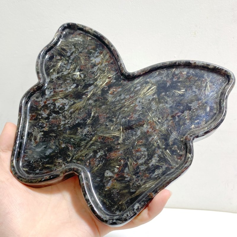 Garnet Mixed Astrophyllite Butterfly Plate Home Decor Wholesale -Wholesale Crystals
