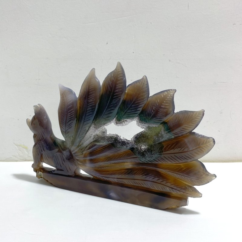 Geode Agate Druzy Nine - tailed Fox Carving 10 - Wholesale Crystals