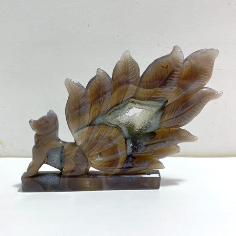 Geode Agate Druzy Nine - tailed Fox Carving 14 - Wholesale Crystals