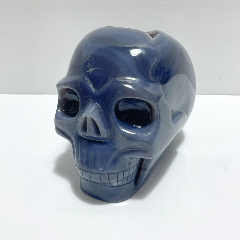 Geode Druzy Agate Large Skull Carving - Wholesale Crystals
