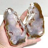 Geode Druzy Pink Amethyst Slab Butterfly Wing Carving With Stand #1 -Wholesale Crystals