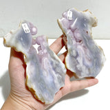 Geode Druzy Pink Amethyst Slab Butterfly Wing Carving With Stand #2 -Wholesale Crystals