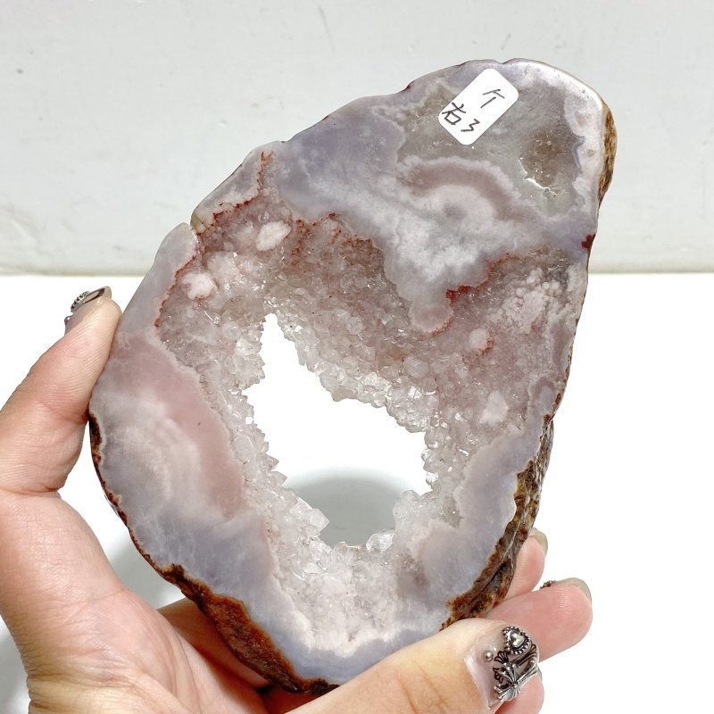 Geode Pink Amethyst Slab Butterfly Wing Carving With Stand -Wholesale Crystals