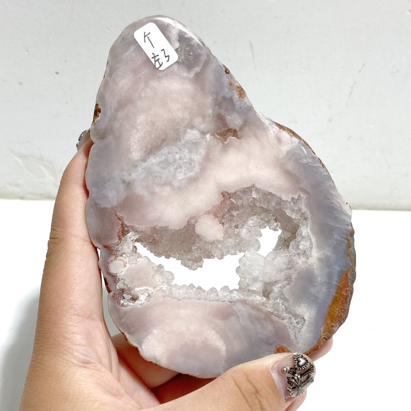 Geode Pink Amethyst Slab Butterfly Wing Carving With Stand -Wholesale Crystals