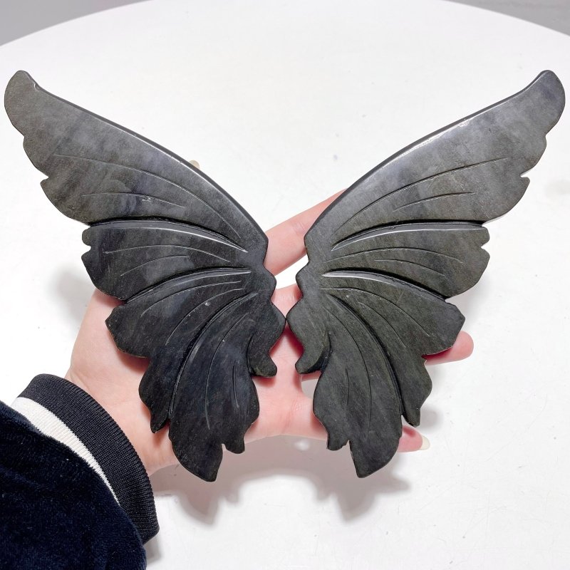 Gold Sheen Obsidian Butterfly Wing Carving With Stand - Wholesale Crystals