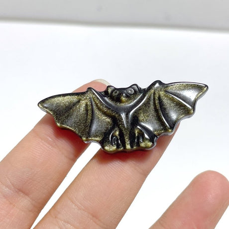 Gold Sheen Obsidian Silver Sheen Obsidian Bat Halloween Carving Wholesale - Wholesale Crystals