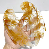 Golden Hematoid Quartz Fire Quartz Angel Wing Carving With Stand - Wholesale Crystals