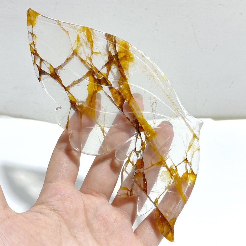 Golden Hematoid Quartz Fire Quartz Butterfly Wing Carving With Stand -Wholesale Crystals