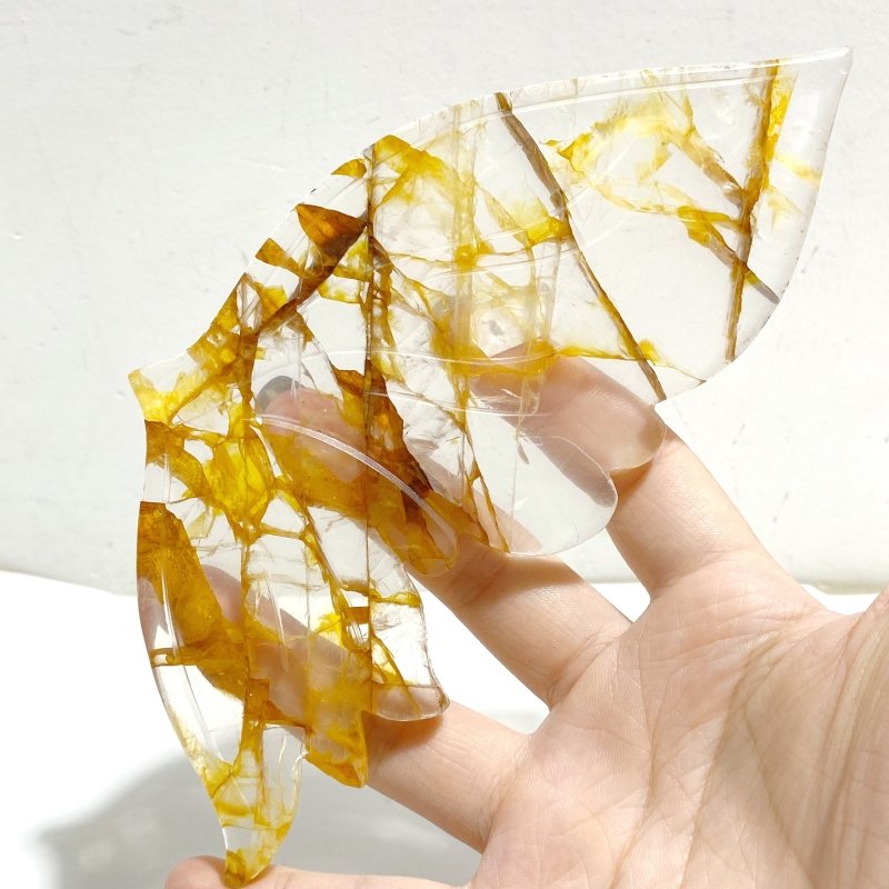 Golden Hematoid Quartz Fire Quartz Butterfly Wing Carving With Stand -Wholesale Crystals