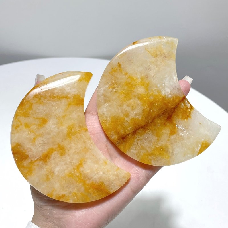 Golden Hematoid Quartz Moon Carving Fire Quartz Wholesale - Wholesale Crystals