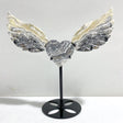 Gray Lace Agate Heart Wing Carving With Stand -Wholesale Crystals