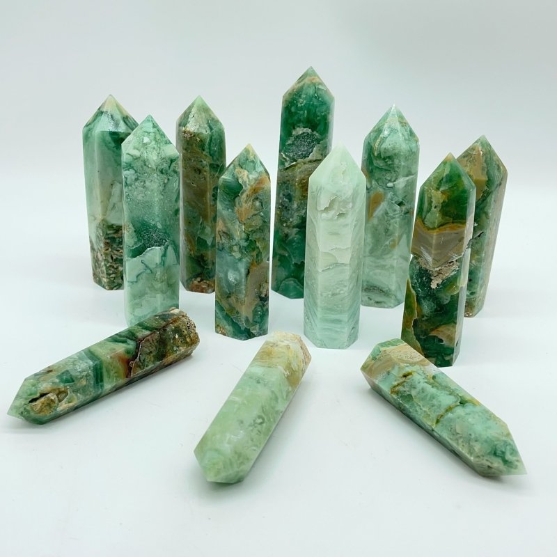 Green Opalized Fluorite Tower Points Wholesale | Canada